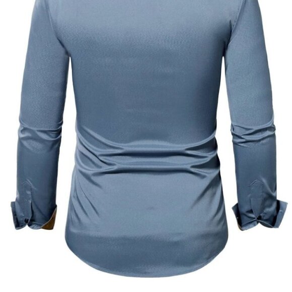 Grey Mens Button Up Tee Shirt - Picture 4 of 7